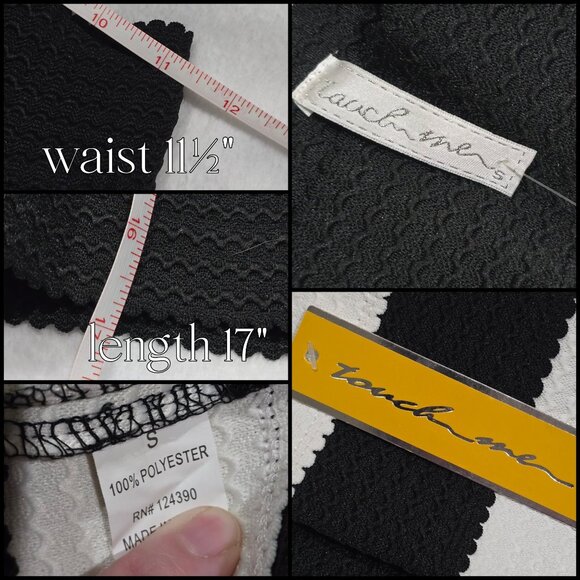 Touch Me ✦ Black & White Striped Skater Skirt ✦ Textured Knit Back Zip NWT Sz S - Picture 7 of 10
